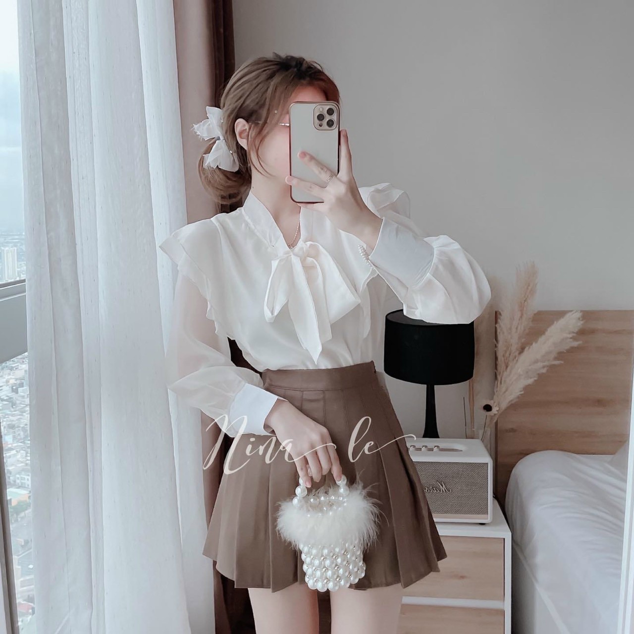 set váy áo lụa xinh xắn