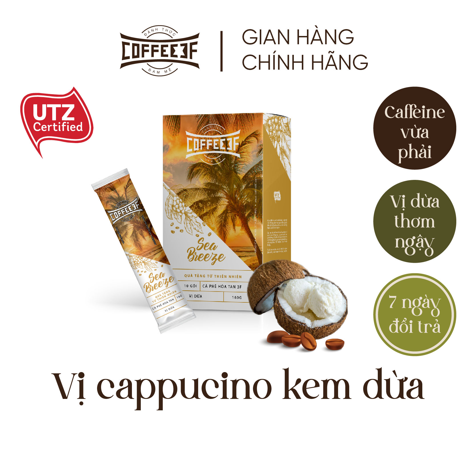 Combo 5 vị cà phê và cacao hoà tan (5 hộp x 10 gói/hộp) - Coffee 3F