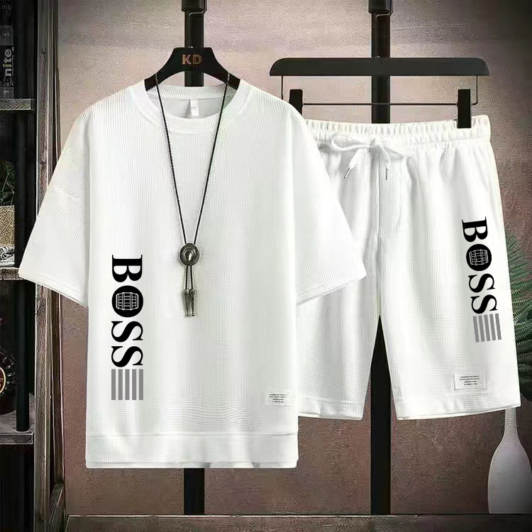 Men clothes Casual Mesh Short Sleeve Shirt and pants