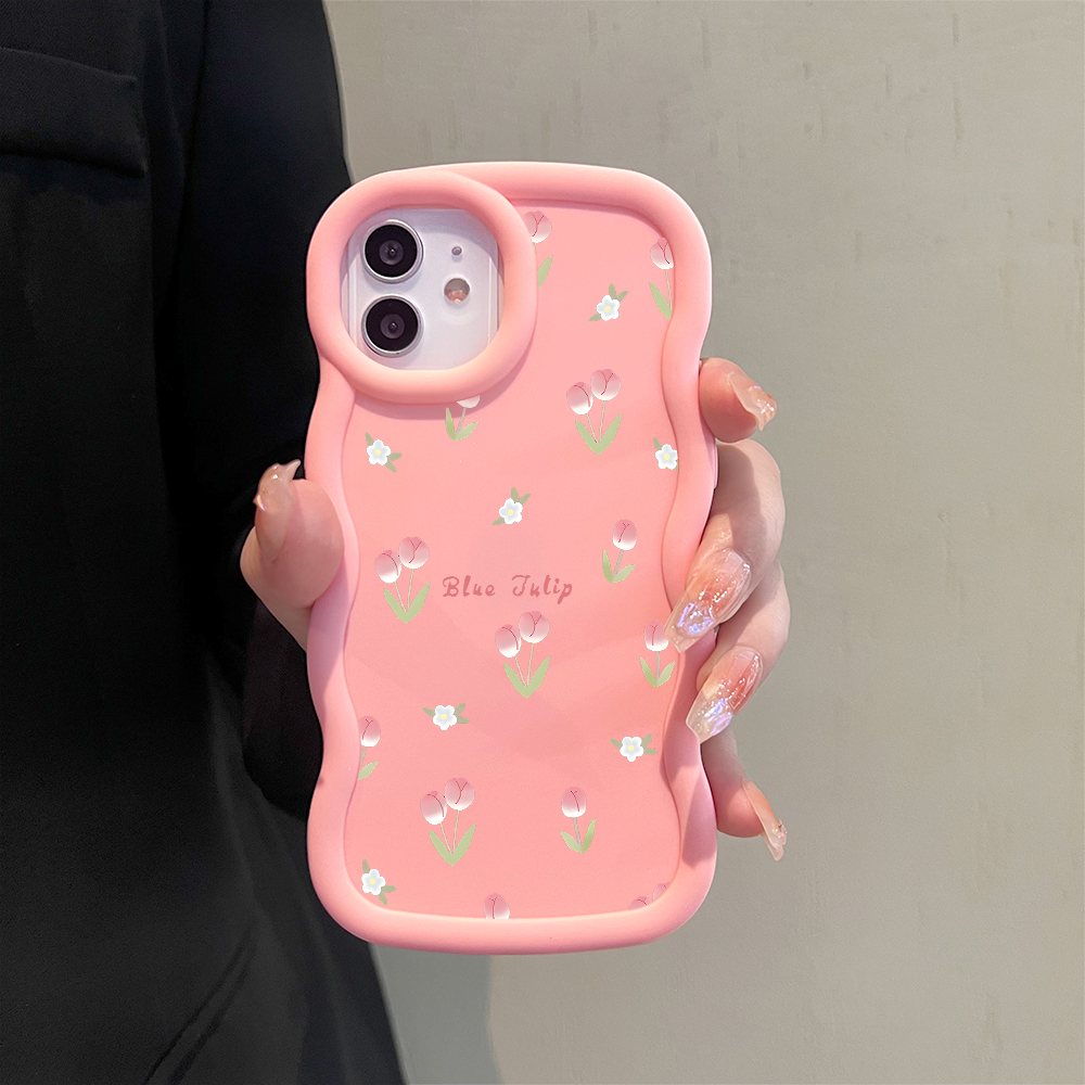 Jizetin for Redmi Note 11 Pro 4G 5G Redmi Note 12 Pro 4G Back Cover Small Pink Flower Macaron Bright Color Wavy Shape Soft Mobile Phone Cases. 