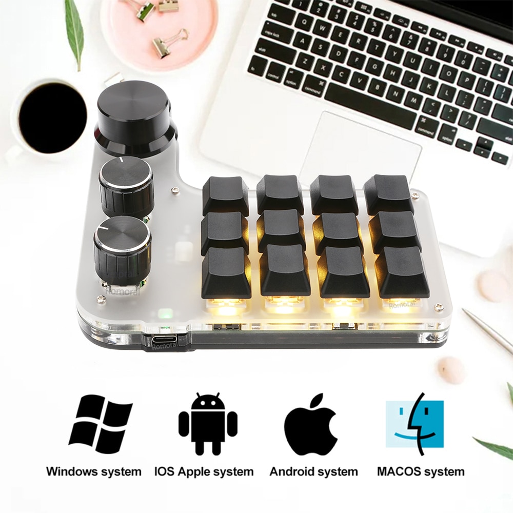 RGB Custom Macro Keyboard Bluetooth 2.4G Receiver USB 3 Mode Programming Game Photoshop Hotswap Mechanical Shortcut Keypad