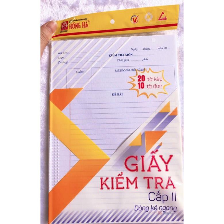 Giấy kiểm tra kẻ ngang cấp 2 Hồng Hà MS4933 (20 tờ đôi và 10 tờ đơn)