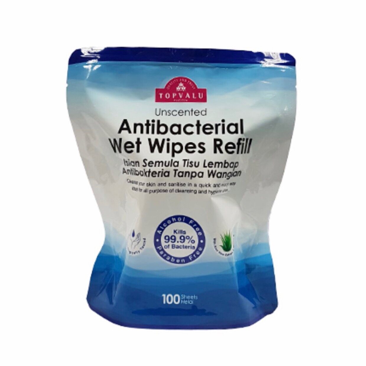 TOPVALU Unscented Antibacterial Wet Wipes 100 Sheets (Canister/Refill