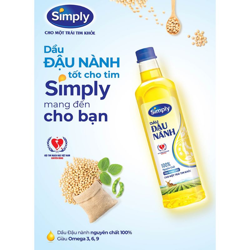 Dầu Ăn Đậu Nành Simply 1lít , sản phẩm tốt cho tim mạch date mới