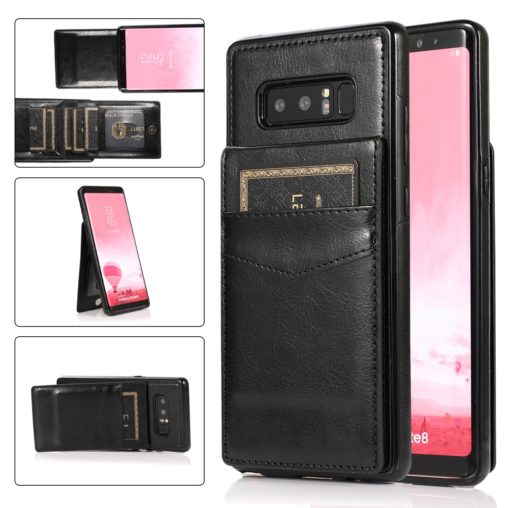 For Samsung Galaxy Note 8 Case Flip Wallet Cover Leather Magnetic Clasp Kickstand Protective Casing with Card Holder Cover Case