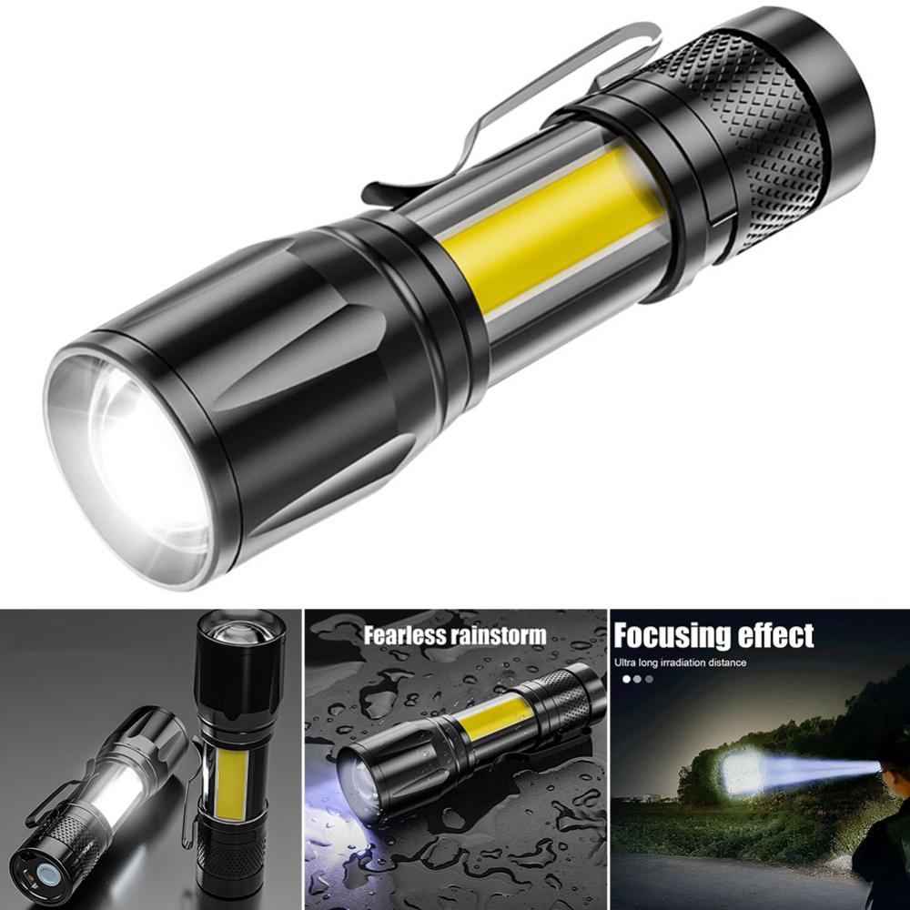 Portable Powerful Flashlight 3 Modes LED Flashlight Telescopic Zoom Camping Lantern USB Rechargeable for Outdoor Working