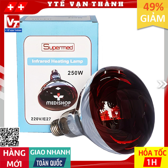 ✅ Bóng Đèn Hồng Ngoại Y Tế Supermed 250W Sưởi Ấm, Giảm Đau -VT0101 - Y Tế Vạn Thành