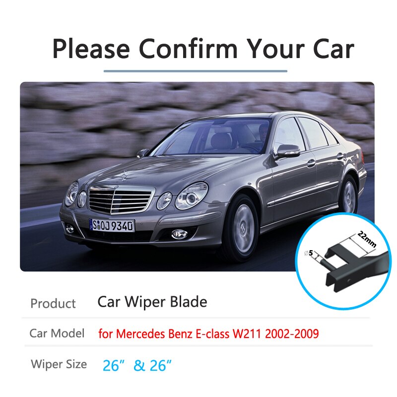 Lưỡi gạt nước xe ô tô cho Mercedes Benz E Class W211 2002 ~ 2009 Thanh gạt nước cho kính chắn gió E200 E250 E270 E280 E300 E320 E350 E400 E420 E450 E500