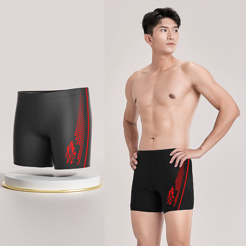 Lansboter Men's swim trunks adult anti-embarrassment large size boxer swim trunks quick-drying spa swimsuit