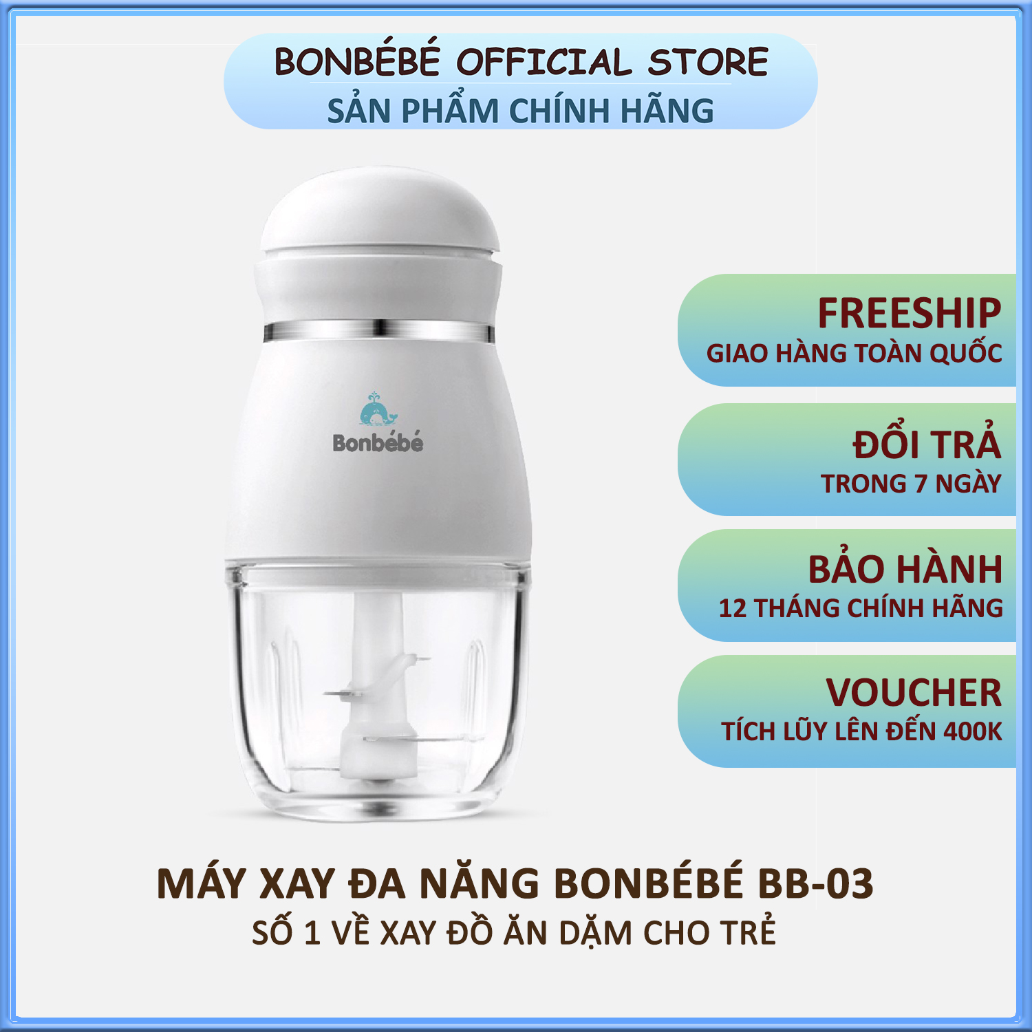 [Freeship] Máy Xay Ăn Dặm Đa Năng BONBÉBÉ BB-03