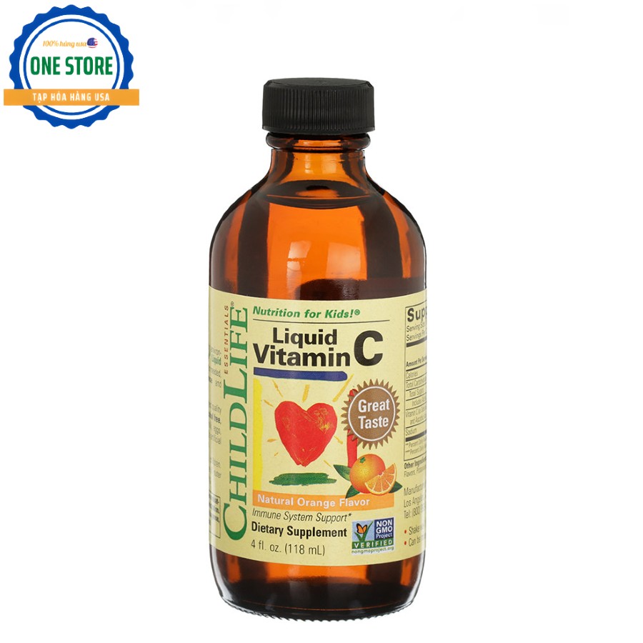 Siro bổ sung C tăng đề kháng cho trẻ ChildLife Liquid Vitamin C 118.5ml vị cam