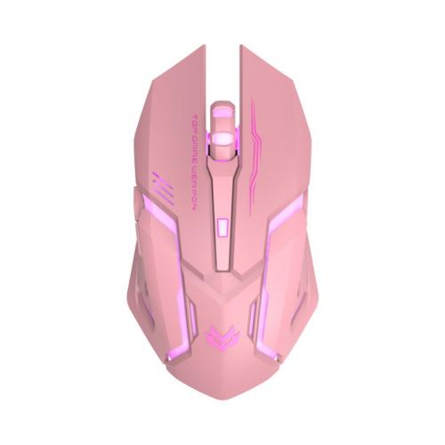 T1 Ergonomic 2.4G Rechargeable Silent Backlit USB Optical Wireless Gaming Mouse 6 Keys Gaming Mouse Surfing The Mouse Pink Black
