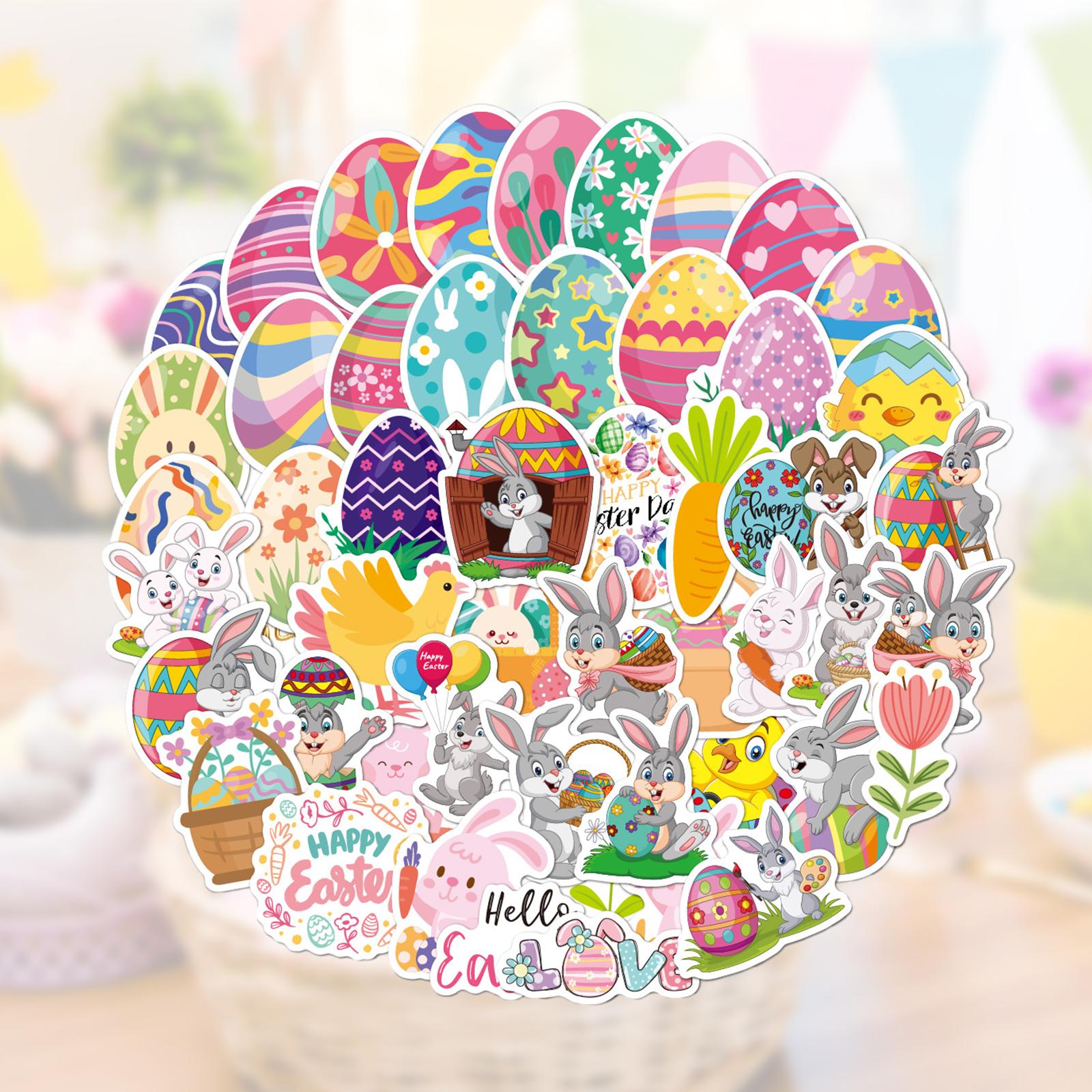 Mippos Easter Stickers, Easter Egg Bunny Stickers, Easter Egg Decals, for Water Bottles
