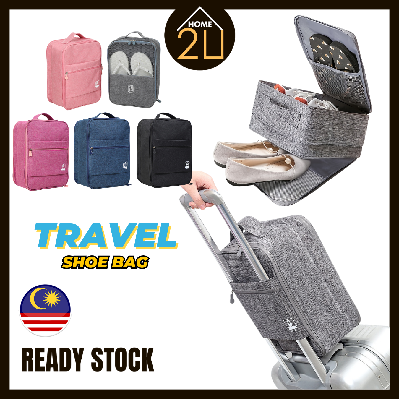 Home2U Multi-Layer Zipper Shoe Bag, Waterproof Dustproof Portable Travel Organizer
_voghion.com