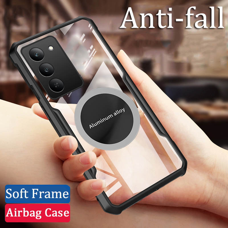 For Realme C75X Phone Case Ultra Thin Clear Transparent Car Navigation Matel Radiating Ring Soft Air Cushion Shockproof Armor Cover for Realme C75 Cover Casing HP.