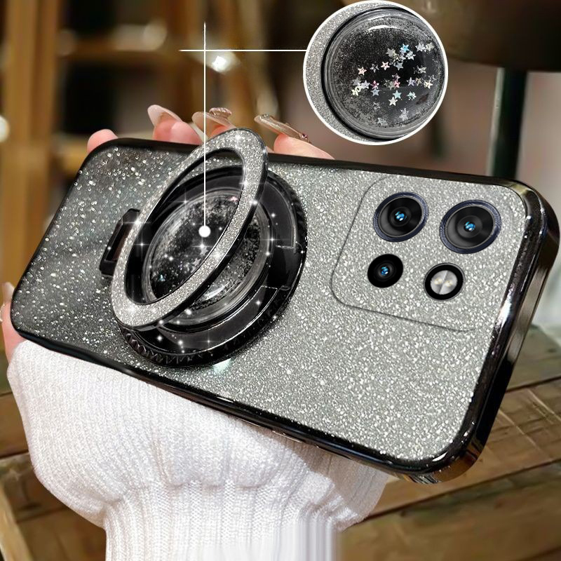 For Moto Edge 50 NEO 50 Fusion Pro Case with Liquid Glitter Quicksand hourglass Stand Holder Luxury Shiny Gradient Plating Girls Slim for Motorola Edge 50 NEO 50 Pro Fusion Back Cover.