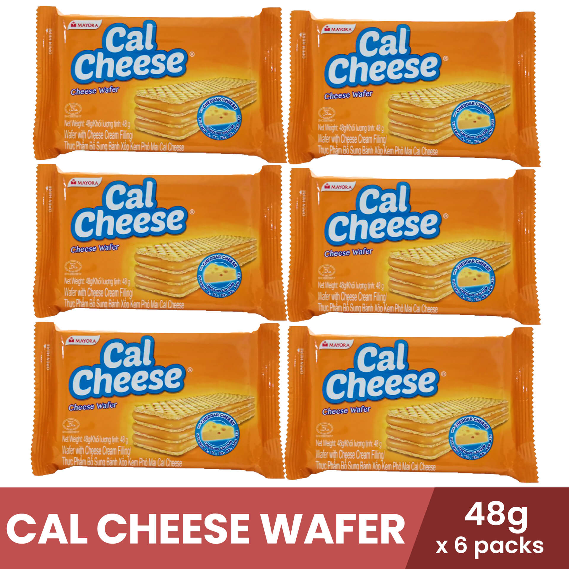 CAL CHEESE Wafer Pack 48g x 6 packs, snack food, biscuit, sweet wafer