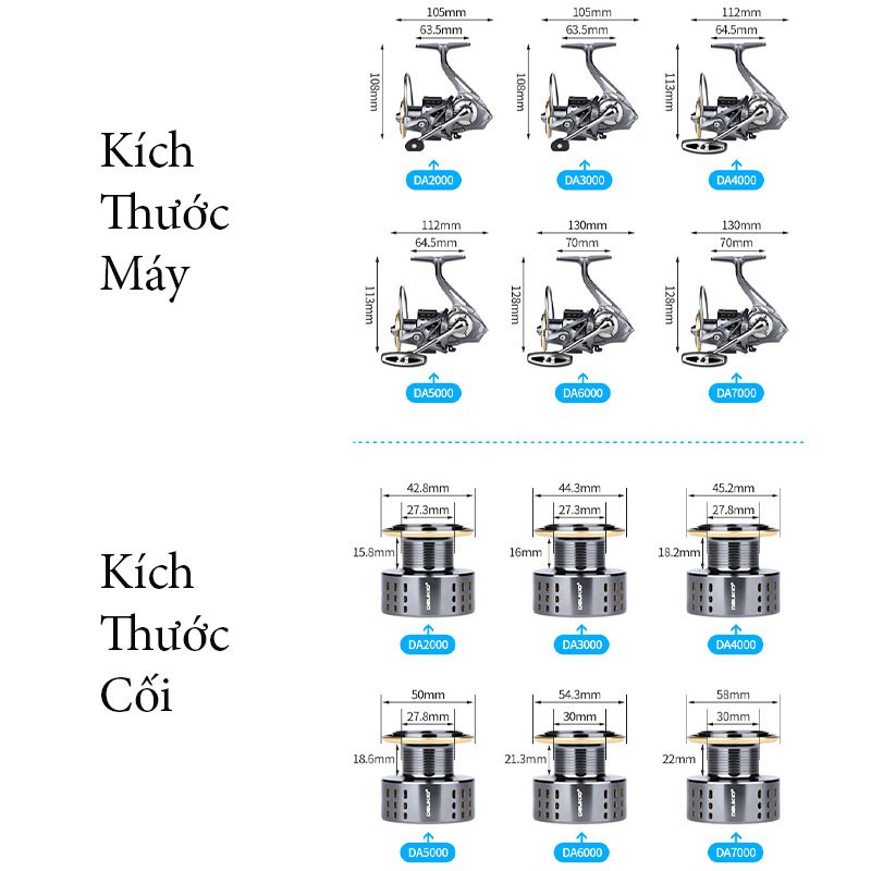 Máy câu cá DEUKIO DA đủ size từ 2000-7000