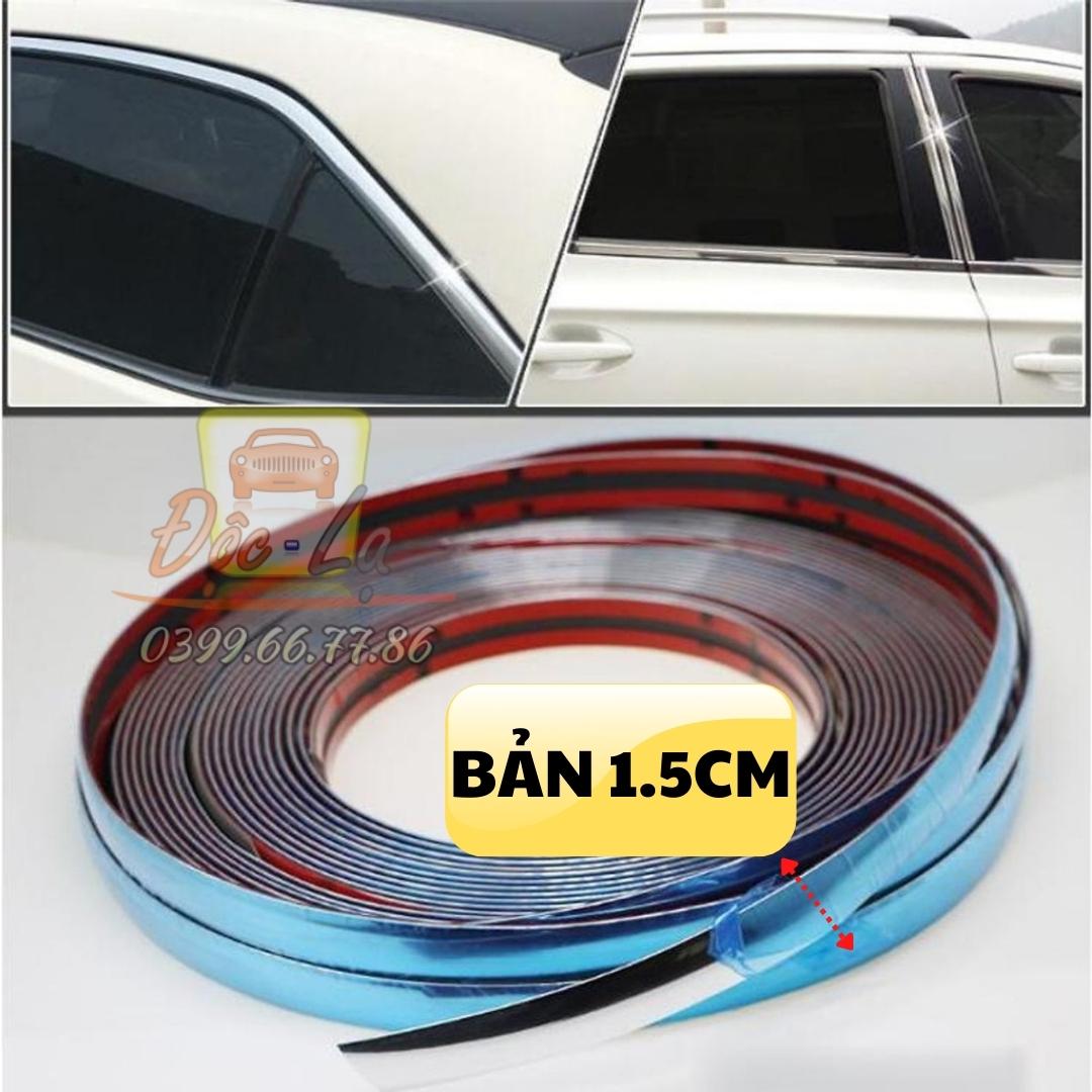 Cuộn 13m nẹp viền trang trí chân kính ô tô mạ crom bản 1cm - 2cm - 3cm nẹp viền kính -nẹp cửa xe