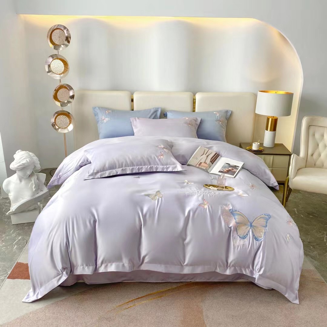Set 4 món vỏ chăn ga gối phi lụa thêu nhập khẩu loại 1