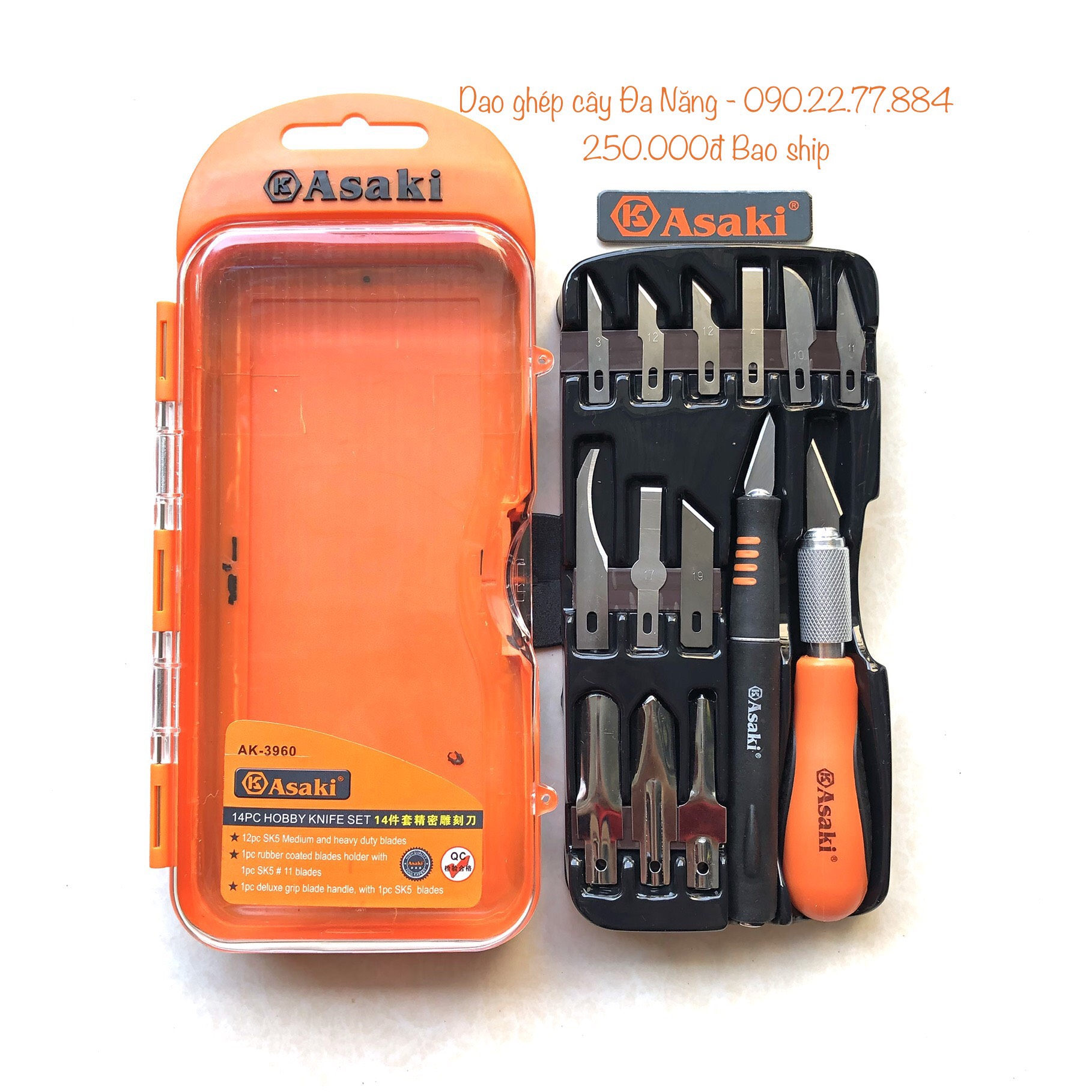 Dao ghép cây đa năng asaki japan cao cấp 14 chi tiết full box