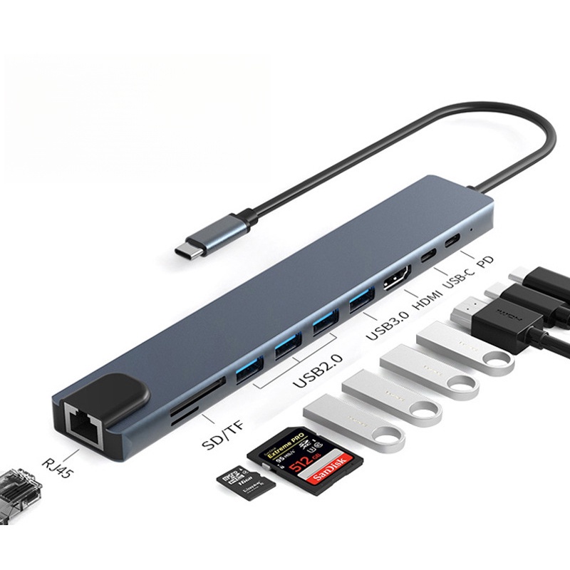 Usb c hub 10 in 1 hub with ethernet 4k type-c to hdmi vga pd power delivery usb 3.0 port usb 2.0 port for laptop pc phone tablet switch projector multi screen sharing