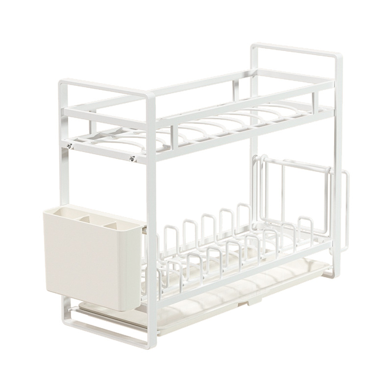 Multifunctional drain bowl rack kitchen storage rack table multi-layer storage rack plate rack save space steel