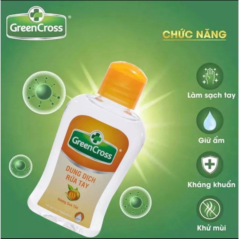Dung dịch rửa tay diệt khuẩn GreenCross 100ml (hương Dưa Táo)