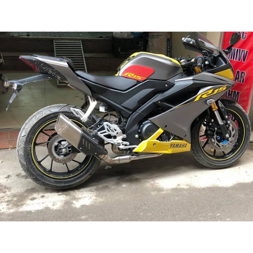 Pô akrapovic r1 + cổ bầu hơi tổ ong xe r15 v3