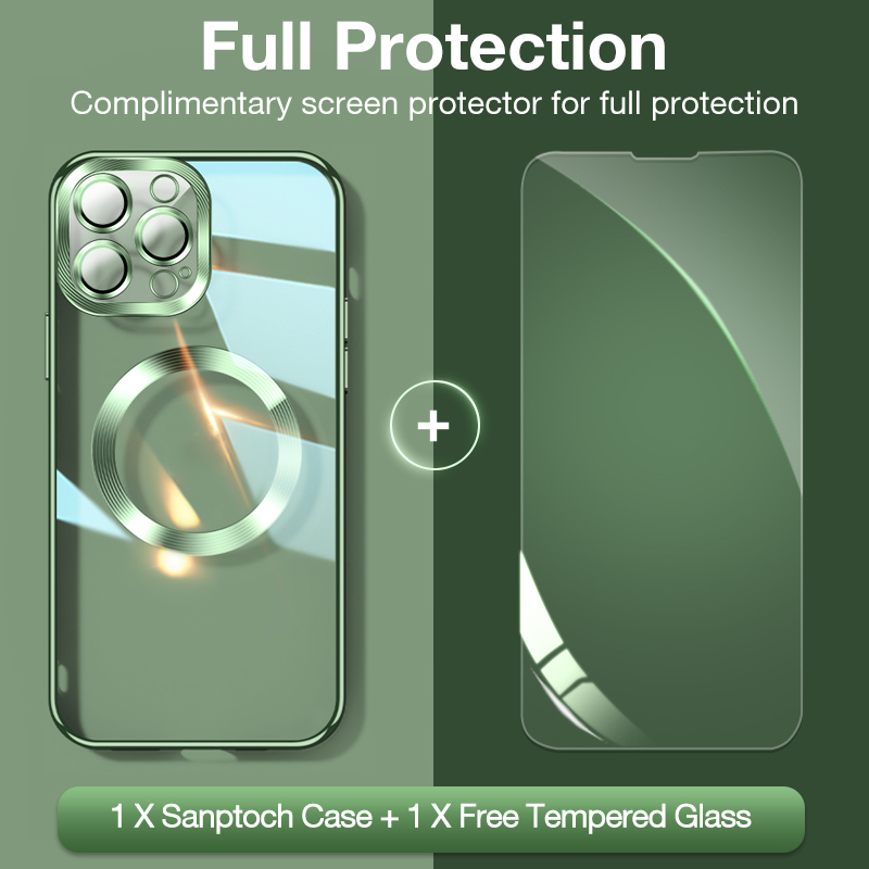 Sanptoch cho Magsafe vỏ điện thoại cho iPhone 15 14 13 12 11 Pro Max được xây dựng trong máy ảnh thấu kính thay thế bảo vệ bìa cho iPhone 14 15 cộng với trong suốt nhựa TPU mềm Ốp bảo vệ