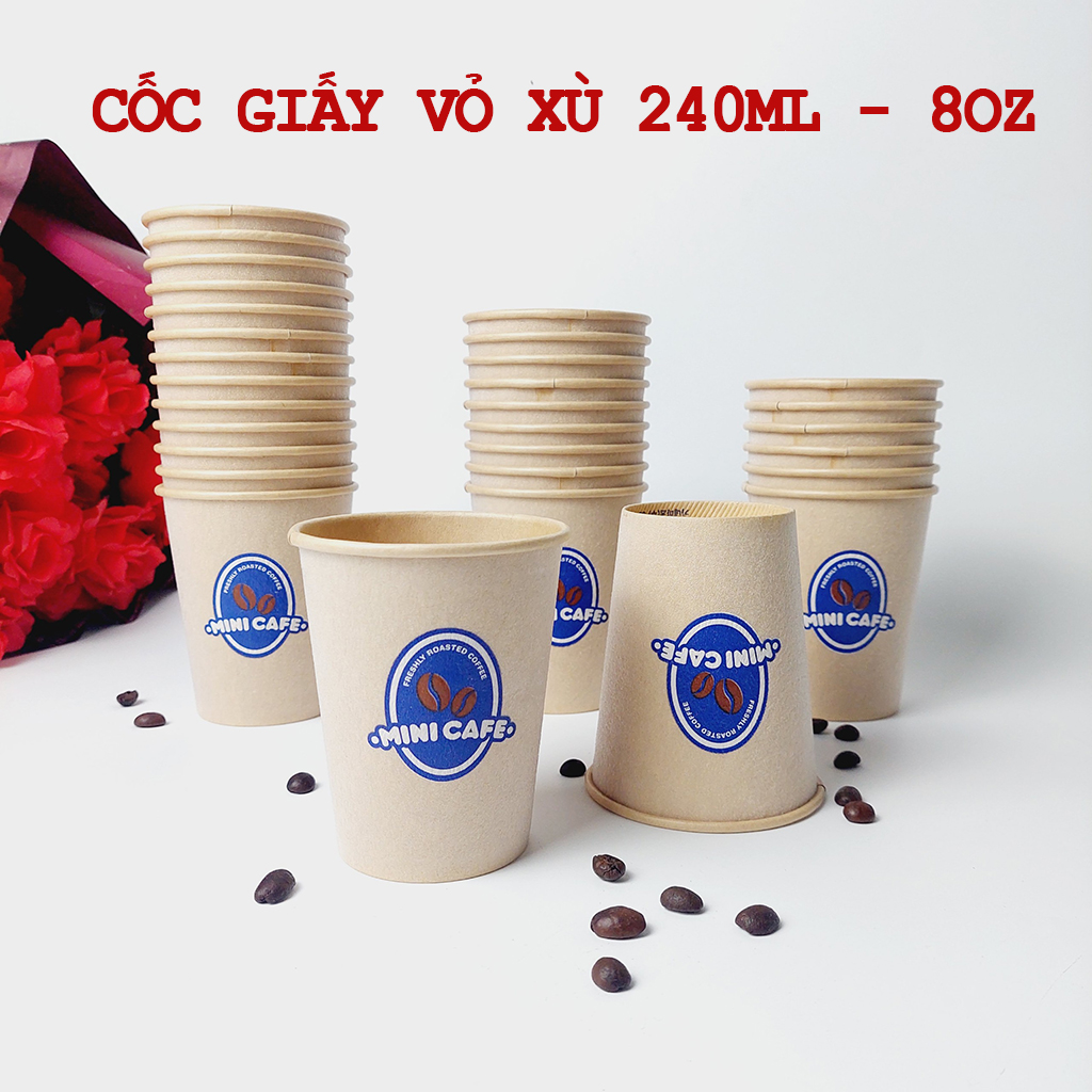 50 chiếc cốc giấy 240ml - 8oz mini cafe Ly giấy NHẬP KHẨU HÀN QUỐC