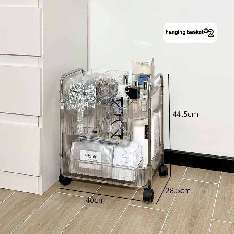 Acrylic trolley shelves, floor-to-ceiling dormitory bookshelves, snacks, multi-layer storage shelves, bathroom mobile shelves