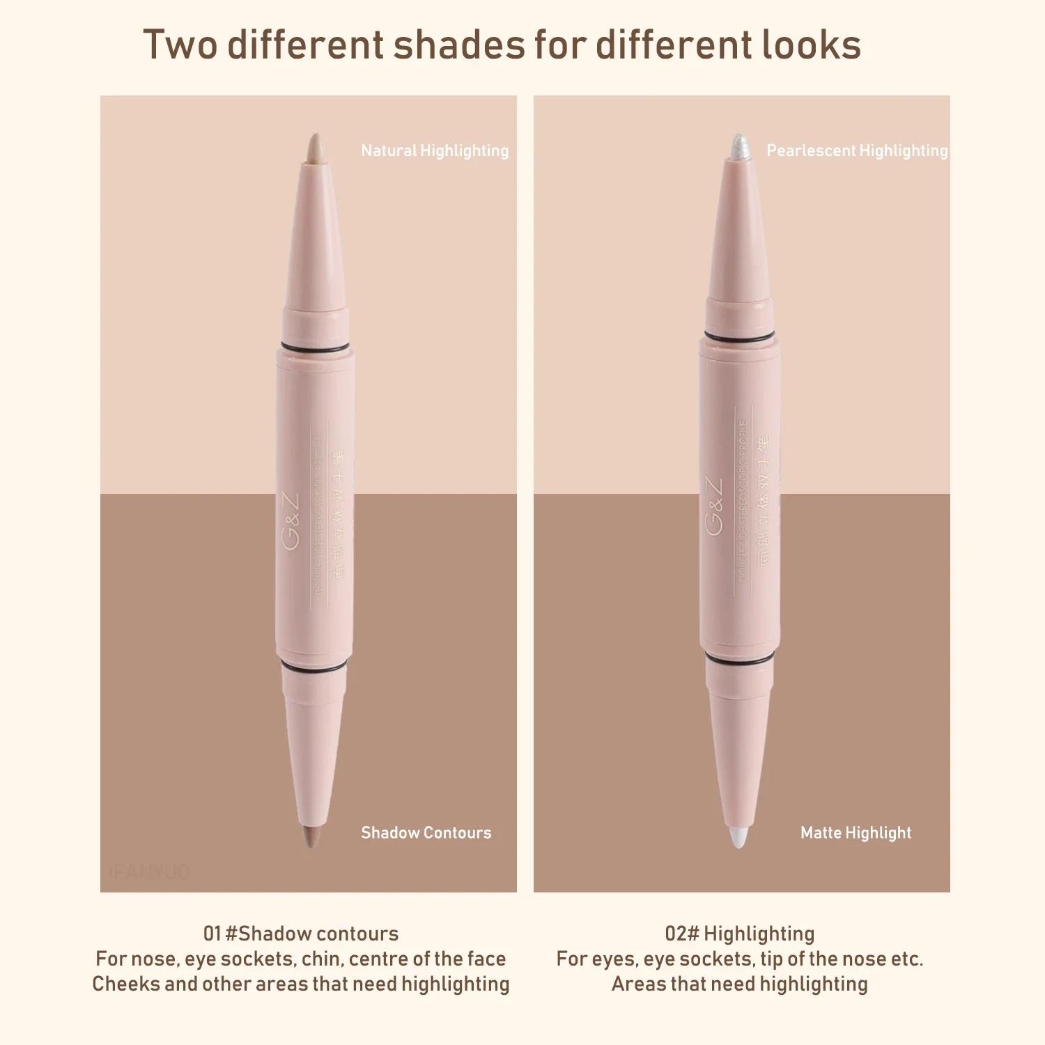 Matte Pearl White Highlighter Pen Double-headed 3D Contouring Make Up Stick Face Multifunctional Lying Silkworm Brighten Pencil. 