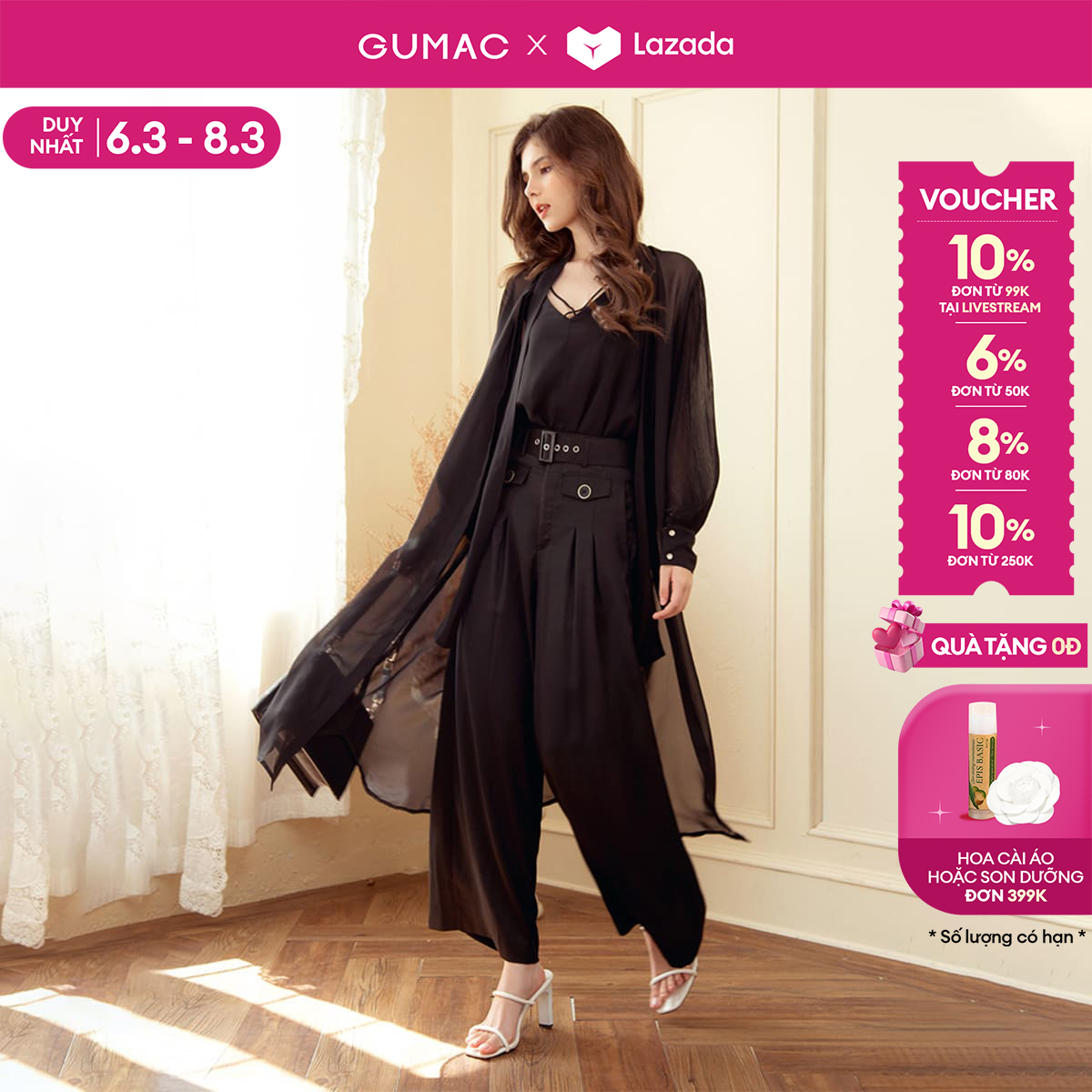 Set lẻ khoác ngoài sơ mi thắt nơ thời trang GUMAC DB915 - Đầm lót lụa hai dây thời trang GUMAC DF09012