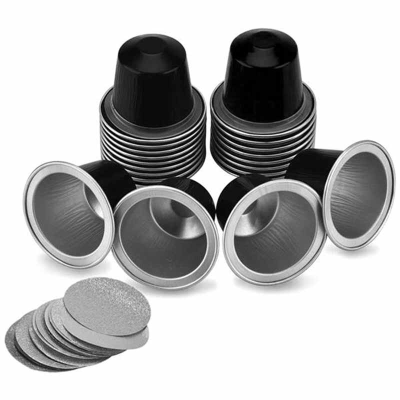 100 Sets Refillable Coffee Capsule Cup Disposable Nespresso Pod for ...