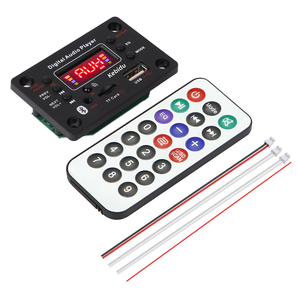 Aitemay 2x40W Amplifier Bluetooth 5.0 MP3 WMA Decoder Board DC 12V MP3 Player Car FM Radio Module Support USB TF AUX Handsfree Record