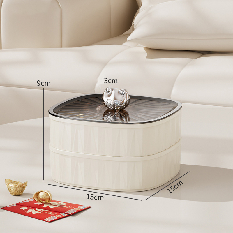 Luxury dry fruit tray, family living room, tea table, candy box, Dim sum, fruit tray, transparent nuts, melon seeds, snack tray