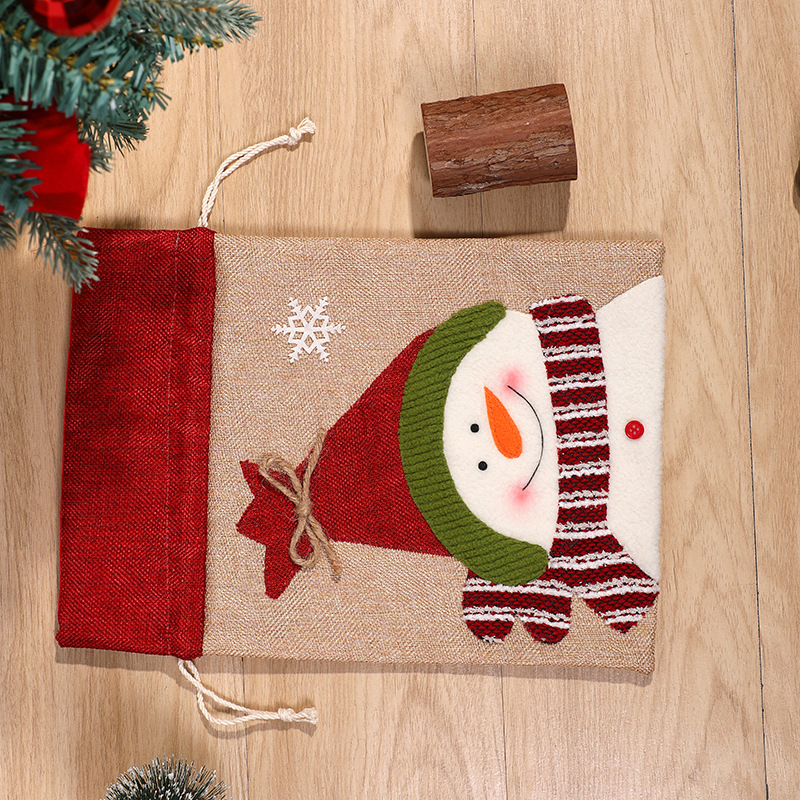 QFDI Santa Drawstring Cloth Bag Elk Candy Wrapping Bag Christmas Pendant Size Gift Bag Drawstring Candy Bag