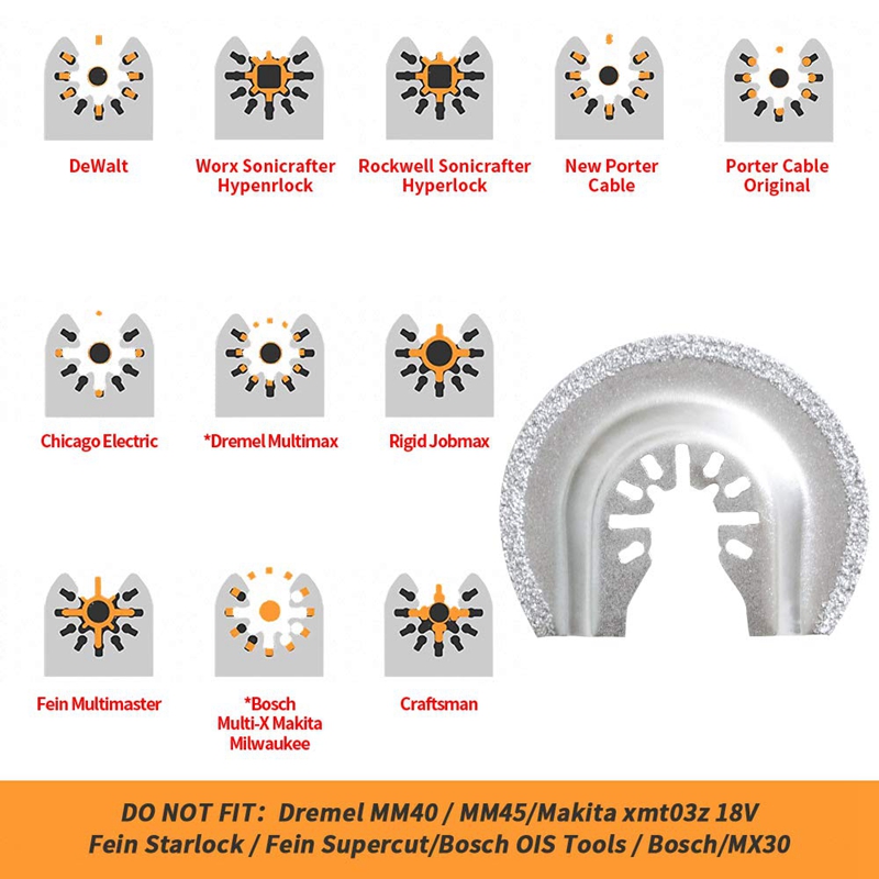5PCS Oscillating Multi Tool Diamond Blades Oscillating Tool Blades for