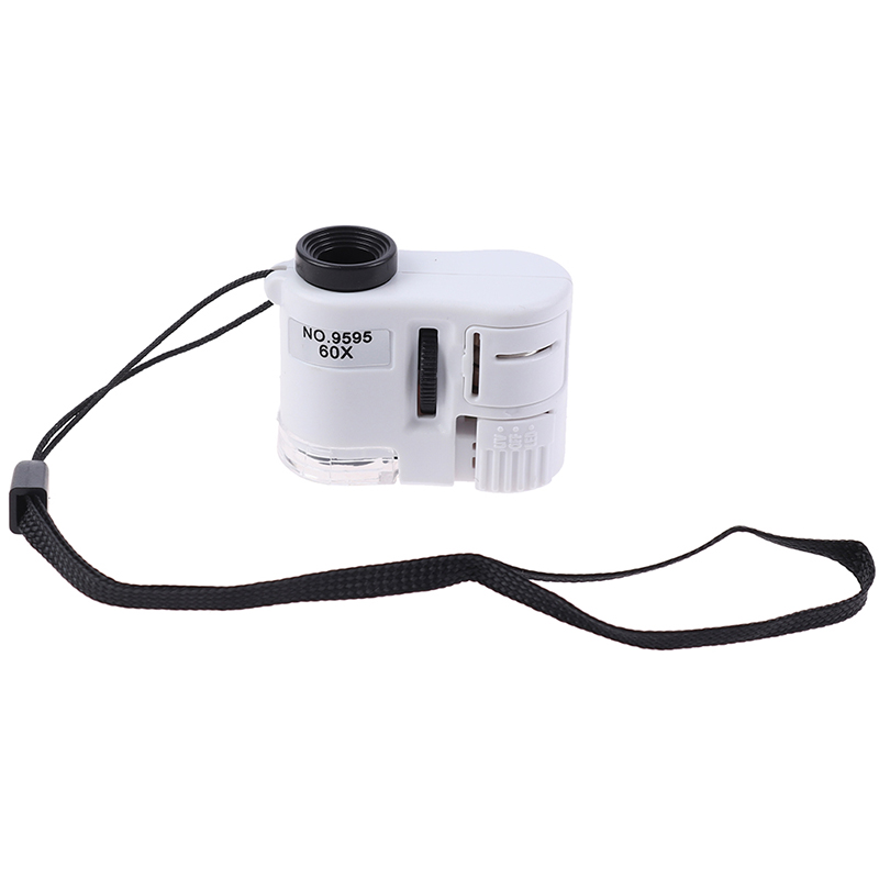 60X Mini Magnifier Microscope With LED Light Jewelry Jeweler Currency Dectector.
