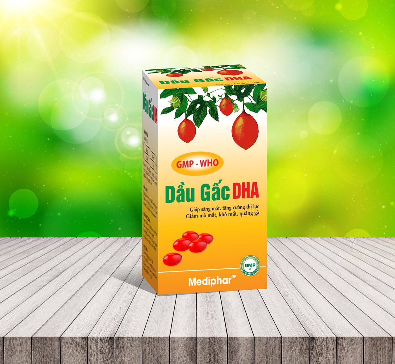 Viên uống bổ mắt Dầu Gấc DHA nguyên chất giúp sáng mắt, tăng thị lực, giảm nhức mỏi mắt, khô mắt - Chai 100 viên