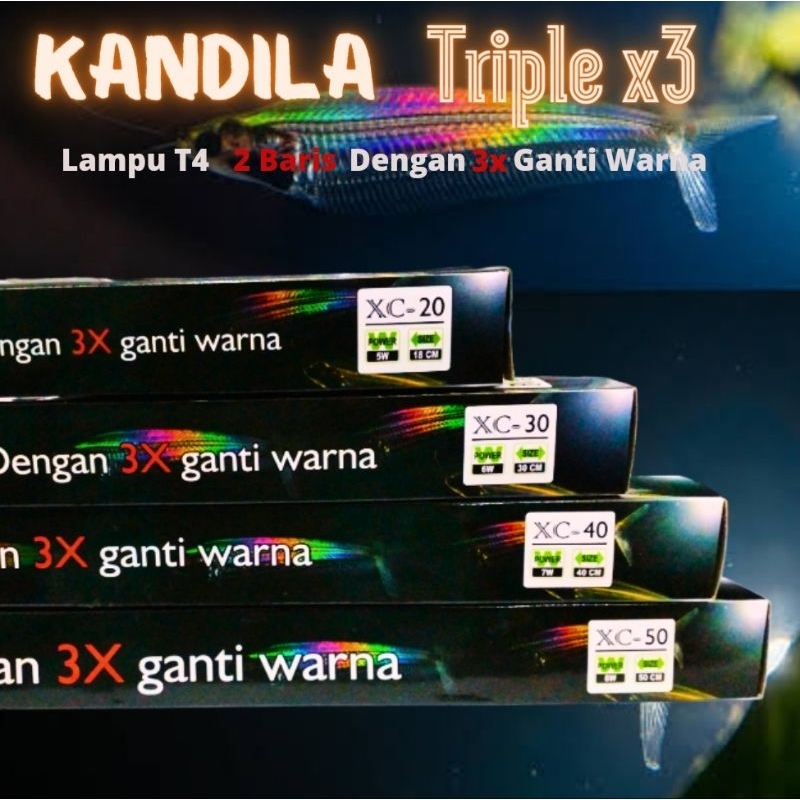 Lampu LED Celup Aquarium Aquascape KANDILA TRIPLE XC 40 3X GANTI WARNA