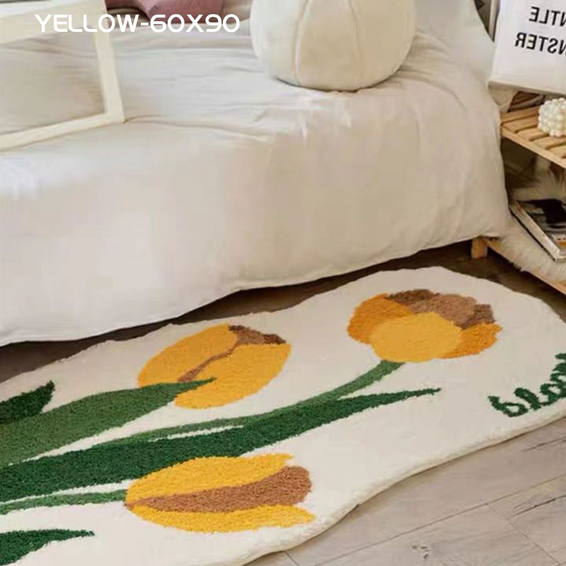 Floor mat Tulip floral plush girl bedside blanket bedroom room carpet bay window mat sofa blanket bathroom mat