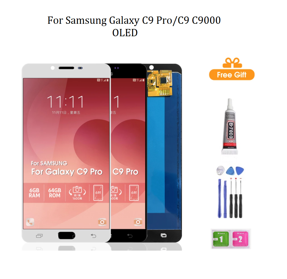 Amoled for samsung galaxy c9 c9 pro c9000 lcd display touch screen glass panel digitizer assembly