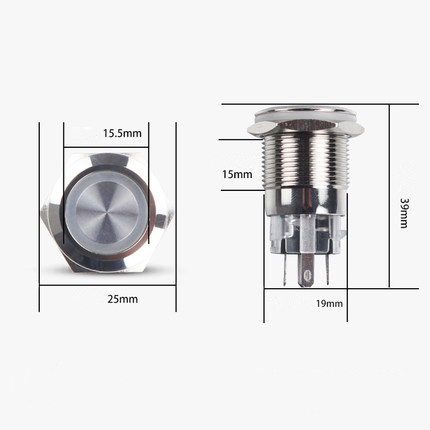 【TopazTrove】19mm Metal Stainless Steel Momentary Horn Push Button Switch LED 12V 24V 220V Waterproof Car Auto Engine PC Power Start Starter. 