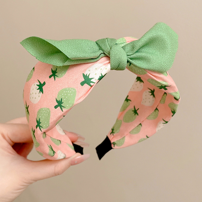Cute Korean Style Fabric Bow Headband with Fruit Pattern for Baby Girls