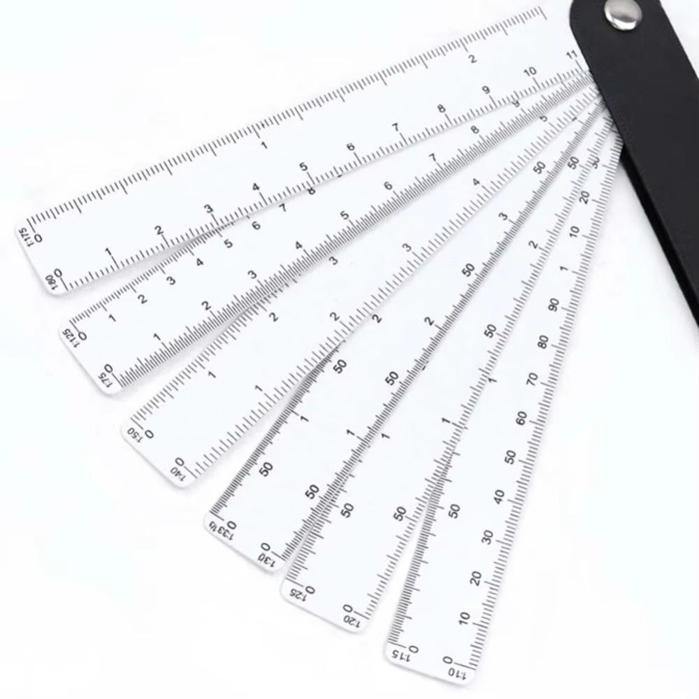5b Fan Scale Ruler Clothing Ruler 5 Blades Fan Shape Scale Ruler Multifunctional Drawing ...
