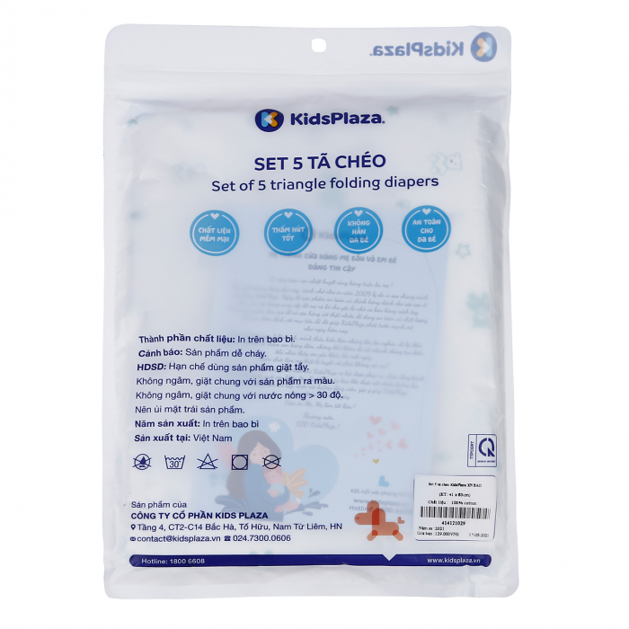 Set 5 tã chéo cotton Kids Plaza BA21 (Nhiều màu)