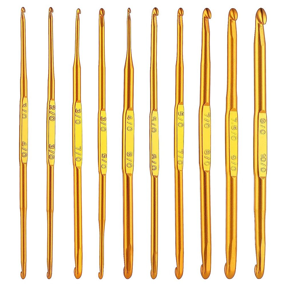 PAN6303936269 Aluminum Double End Crochet Hooks Gold Knitting s Crocheting Hooks Hand Weave Tool