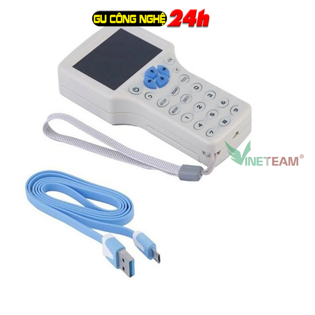 Máy sao chép thẻ từ rfid id đa tần số, máy copy thẻ từ thang máy mã hóa nfc 9 tần số thông minh viết lệnh sao chép rfid 10 tần số tặng 05 thẻ